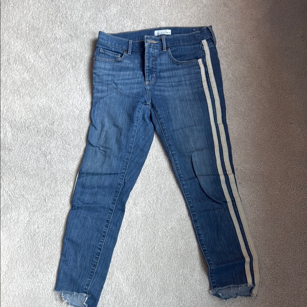 Cute Loft Blue Jeans with White Stripes